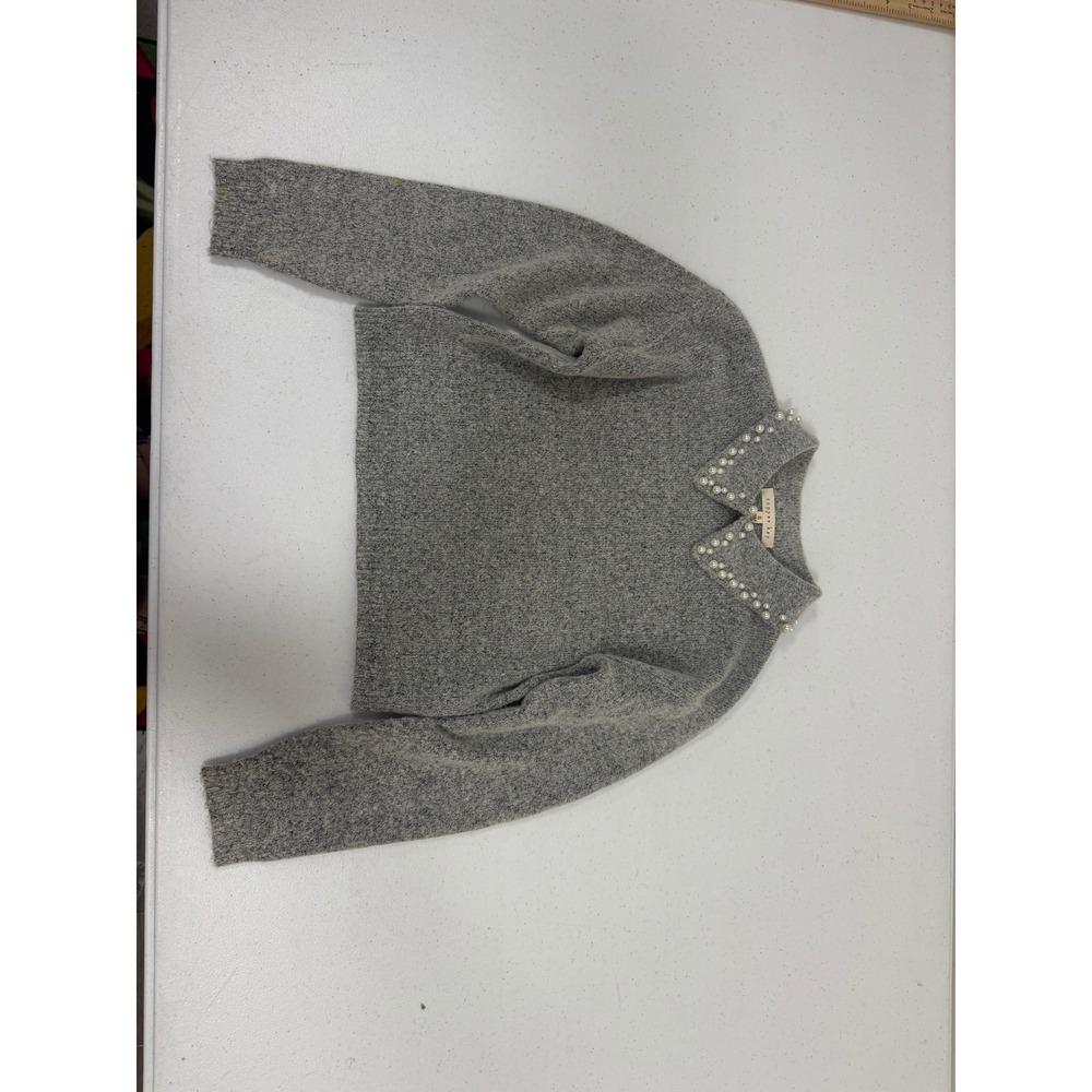 Copper Key Girls Heather Grey Faux Pearl Embellished Collar Knit Sweater Small‎